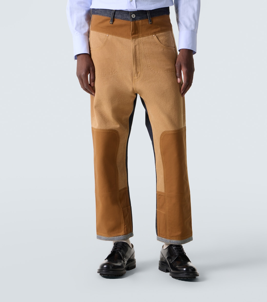 Patchwork denim and suede straight pants | Junya Watanabe