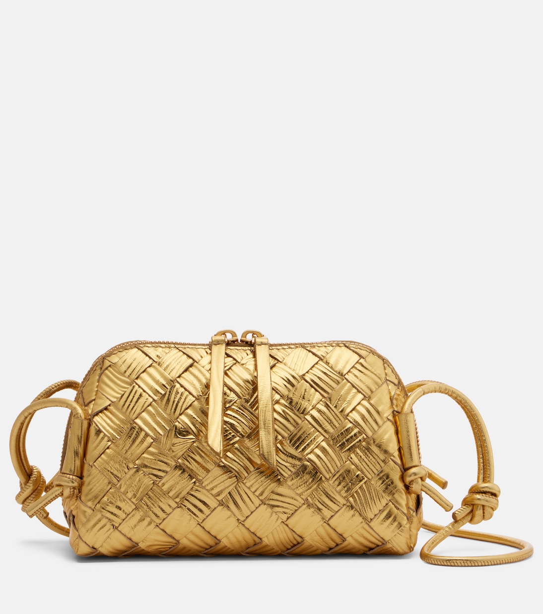 Concert Intrecciato metallic leather pouch | Bottega Veneta