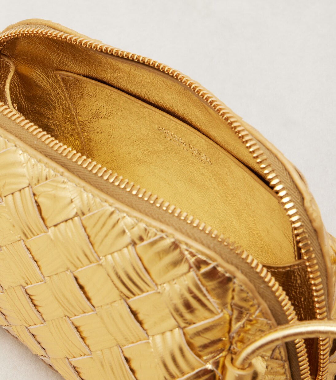 Concert Intrecciato metallic leather pouch | Bottega Veneta