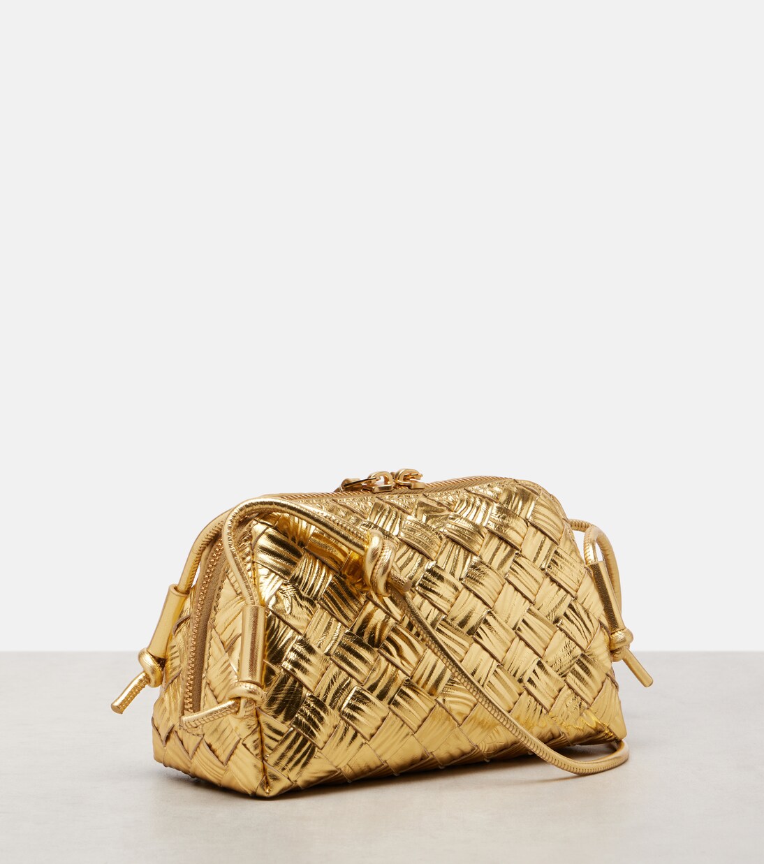 Concert Intrecciato metallic leather pouch | Bottega Veneta