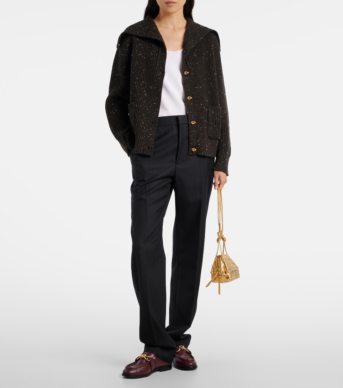 Concert Intrecciato metallic leather pouch | Bottega Veneta