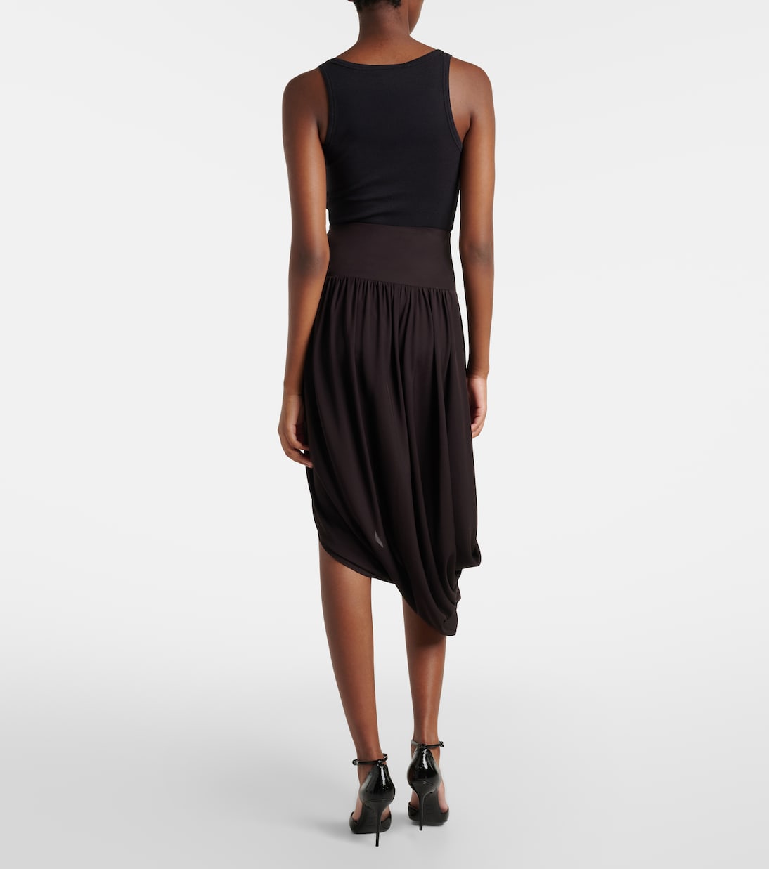 Twisted asymmetric jersey midi skirt | Alaïa
