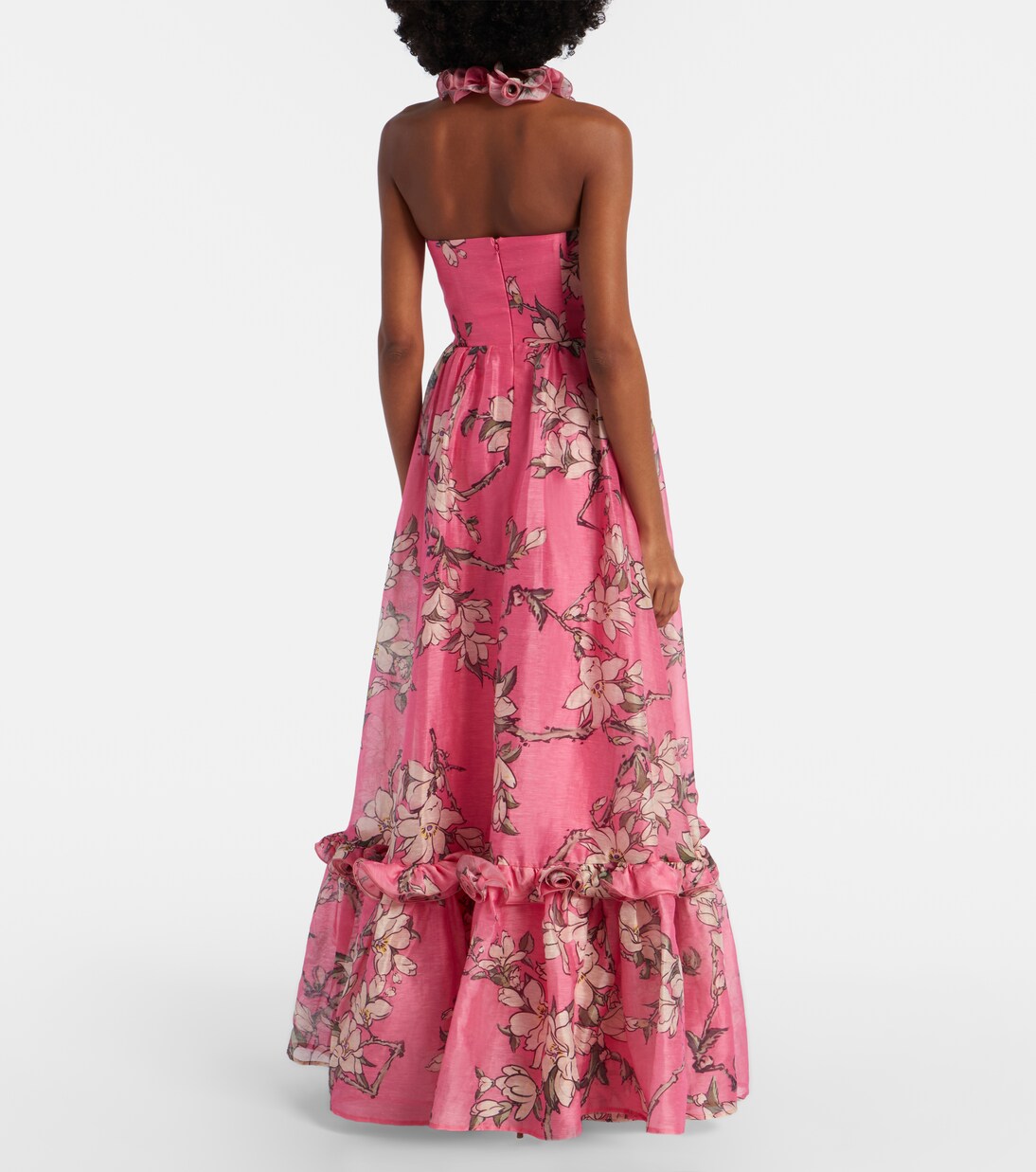 Isabelle floral ruffled linen-blend gown | Leo Lin