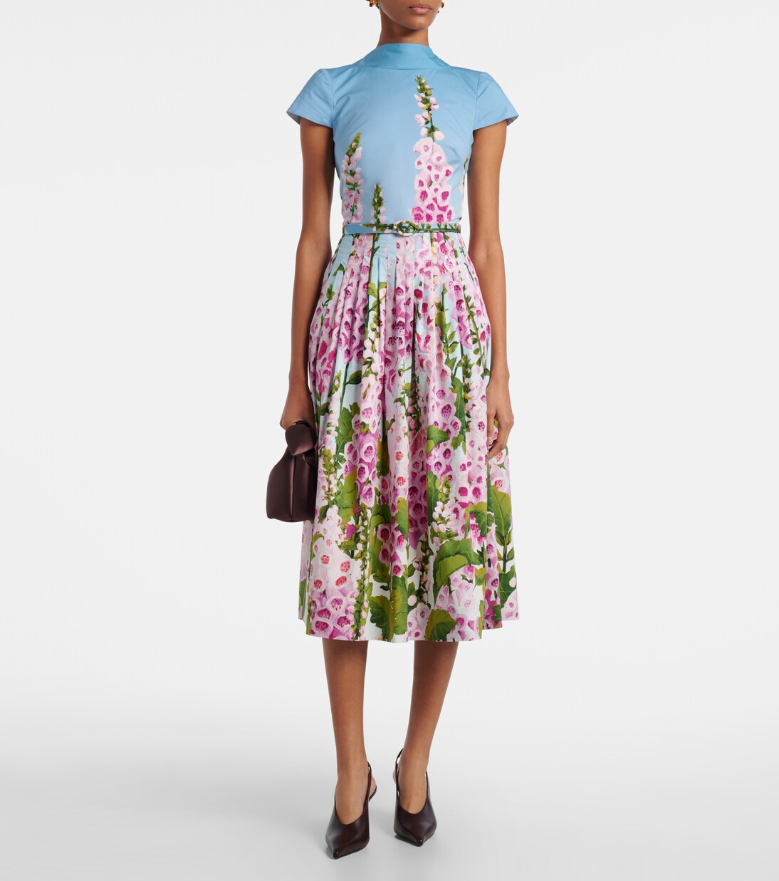 Floral cotton-blend poplin midi dress | Oscar de la Renta