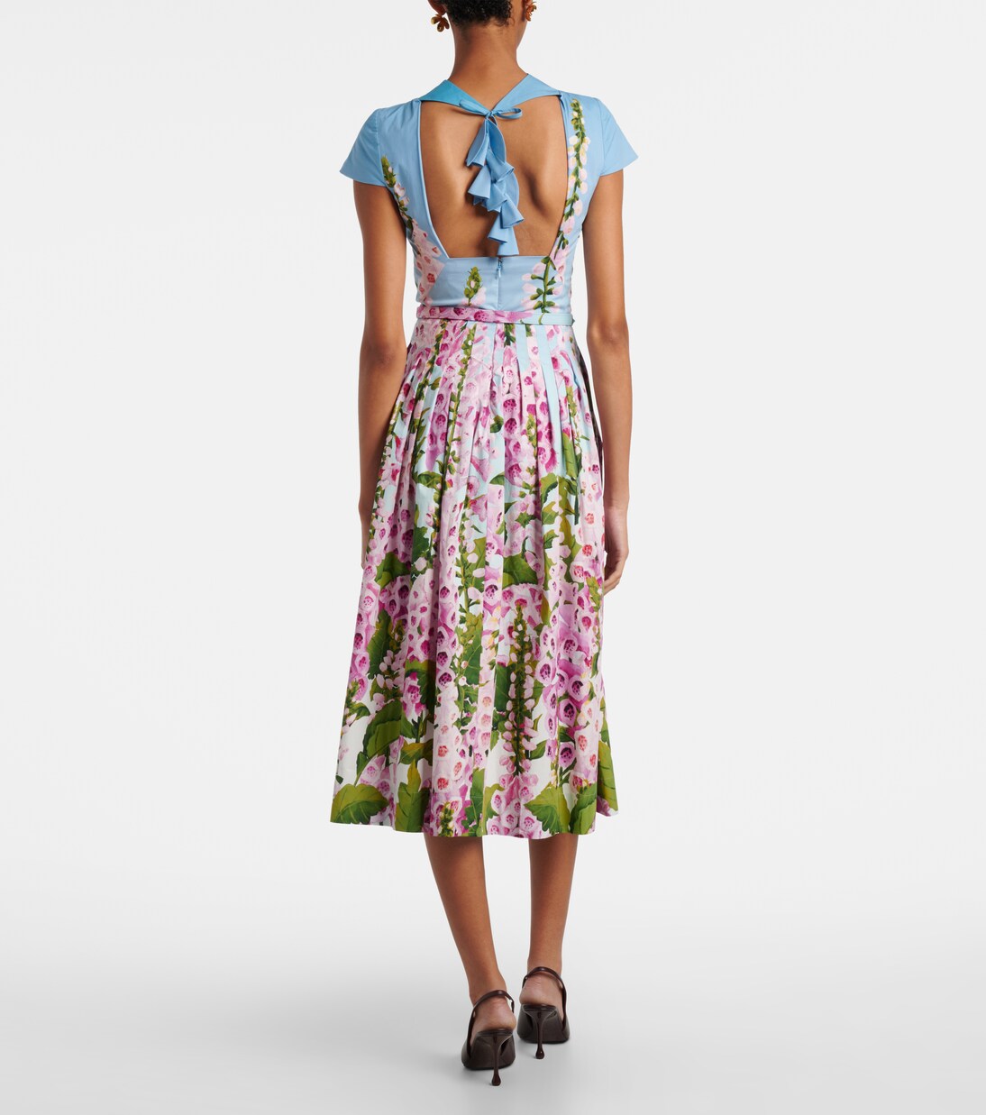 Floral cotton-blend poplin midi dress | Oscar de la Renta