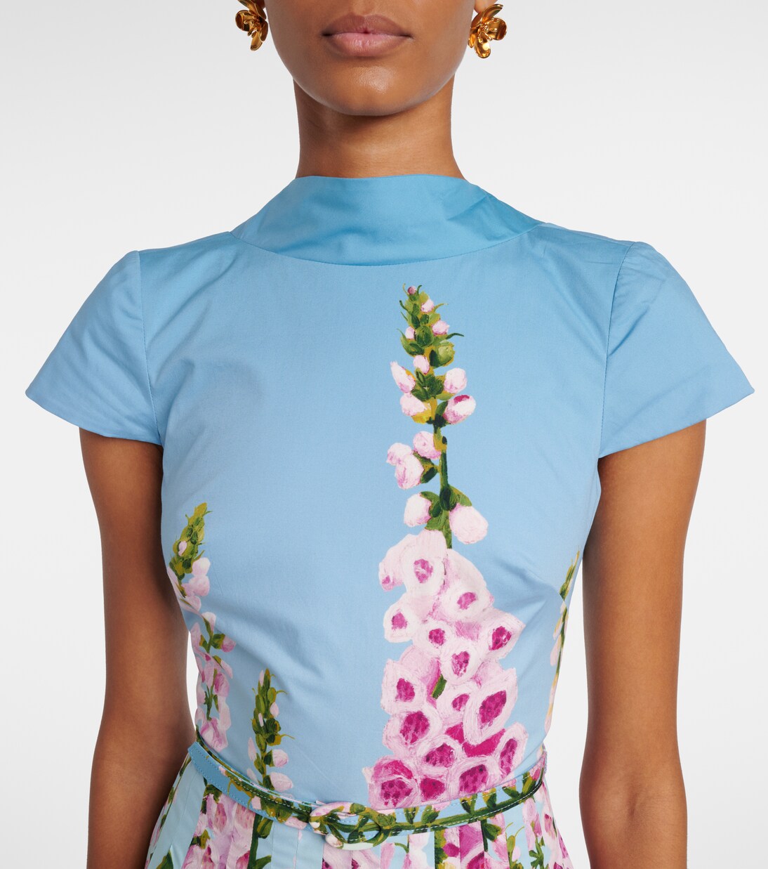 Floral cotton-blend poplin midi dress | Oscar de la Renta