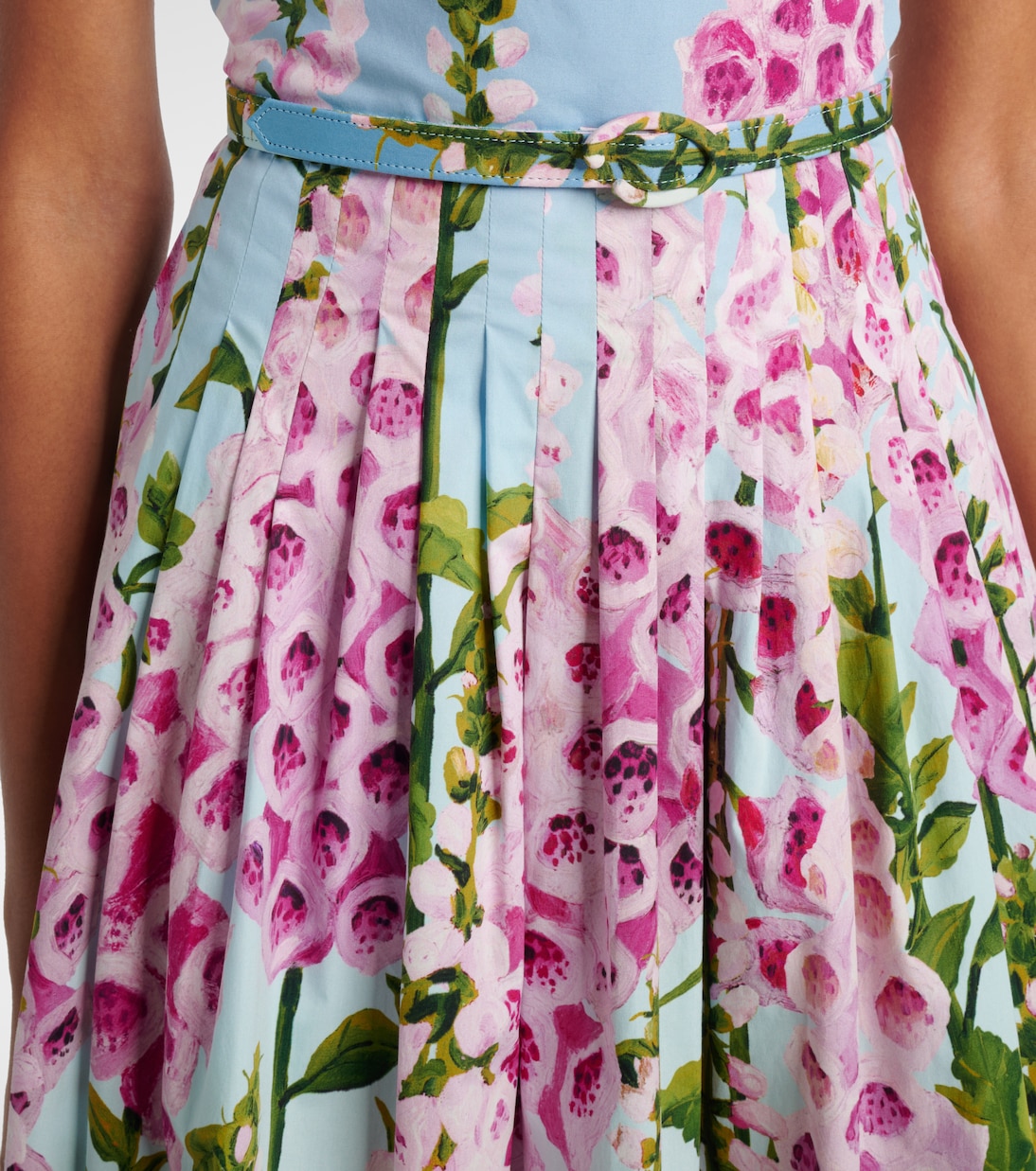 Floral cotton-blend poplin midi dress | Oscar de la Renta