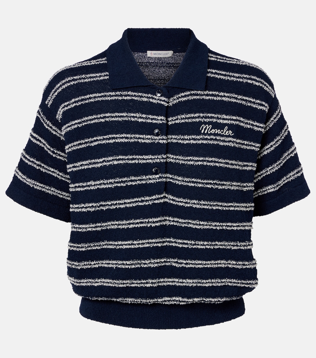 Logo striped cotton-blend polo sweater | Moncler