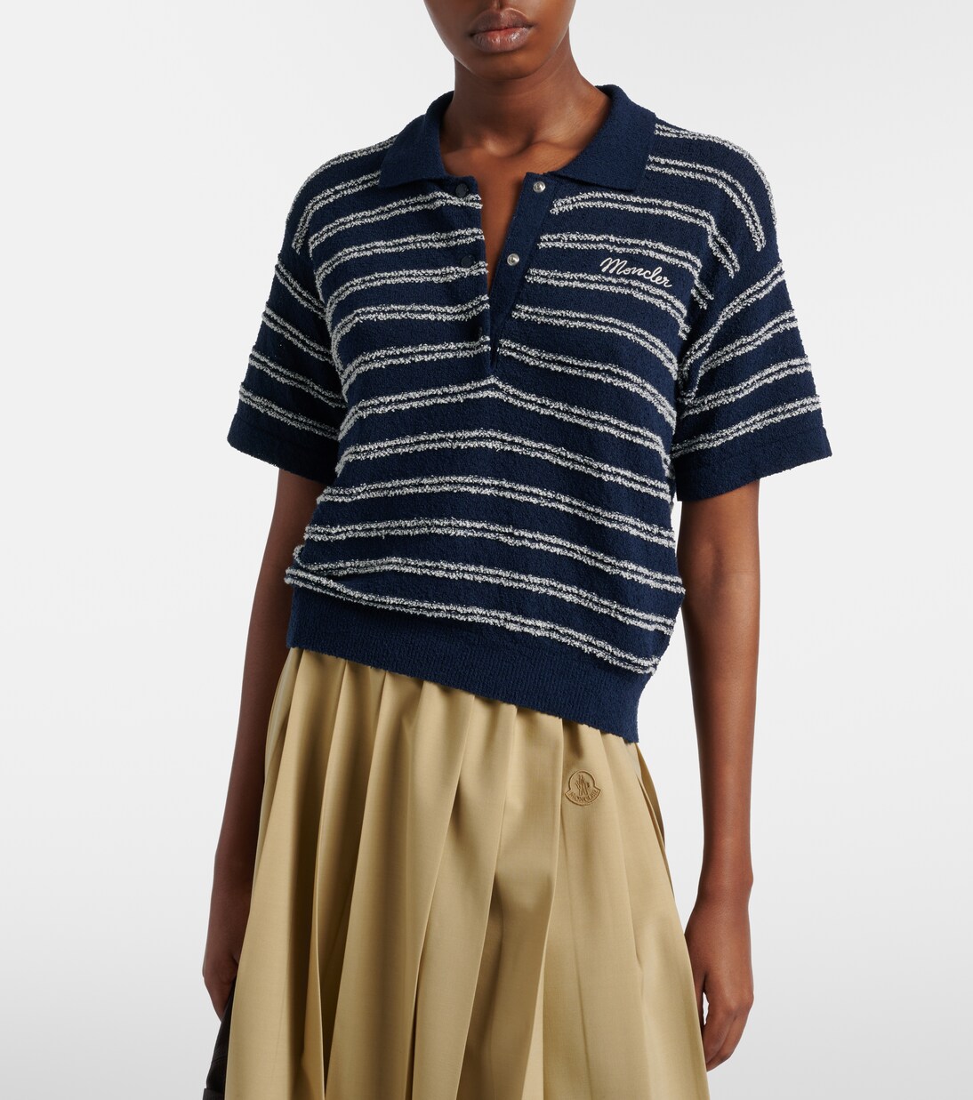 Logo striped cotton-blend polo sweater | Moncler