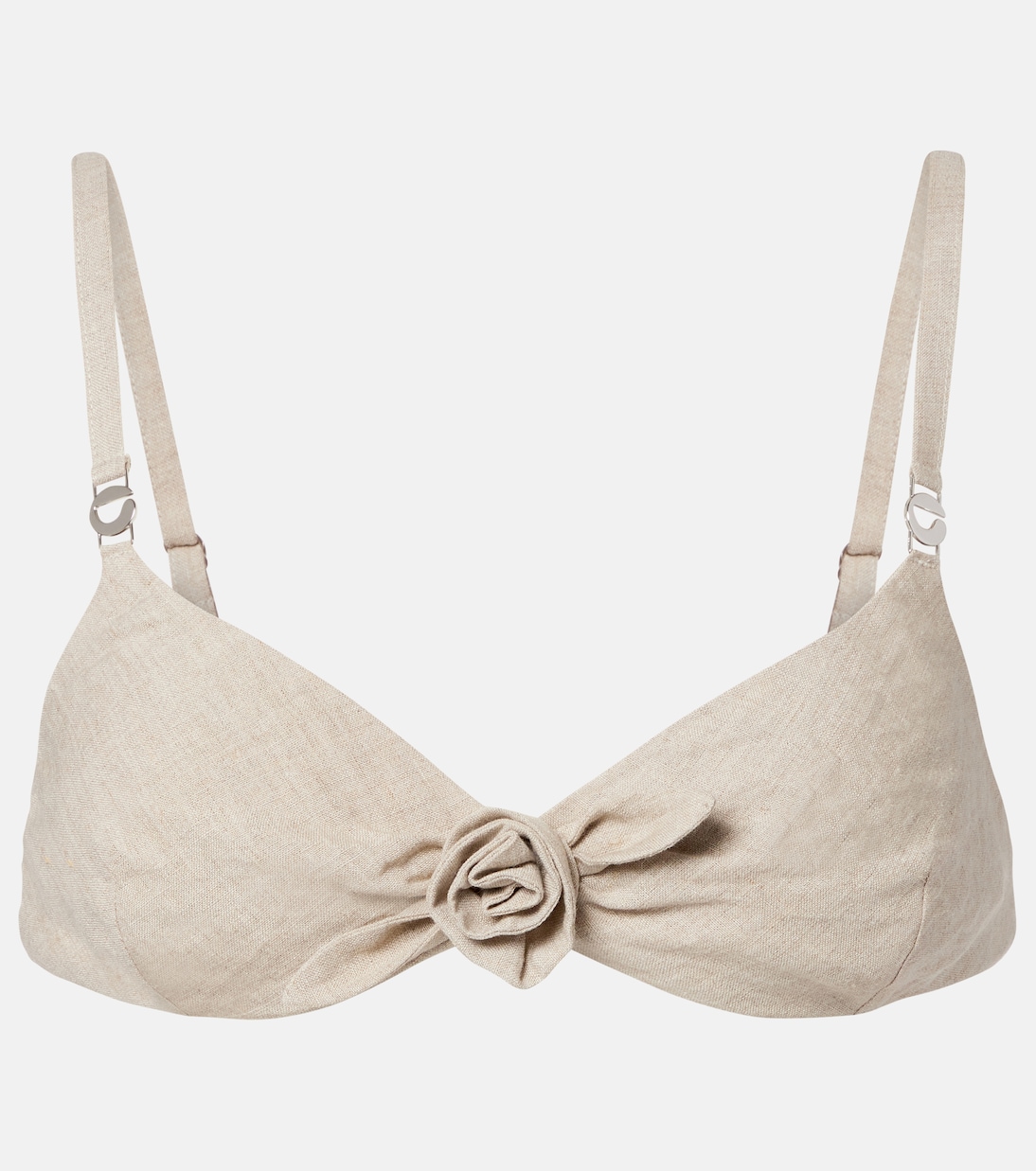 Floral-appliqué linen bra top | Coperni