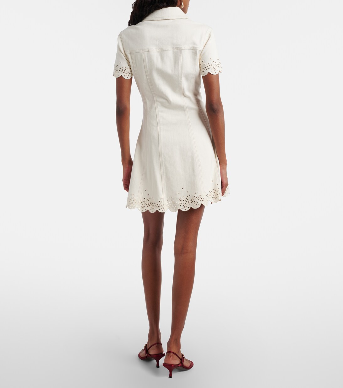 Abito corto di jeans con ricamo | Self-Portrait