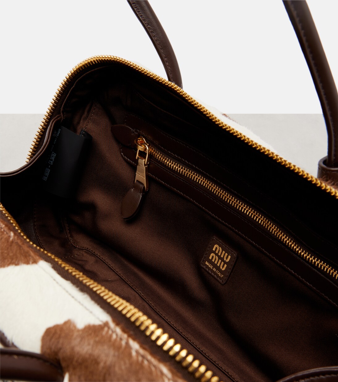 Beau cow-print calf hair shoulder bag | Miu Miu