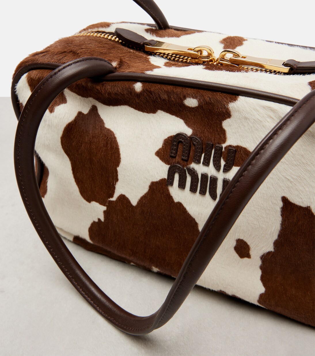 Beau cow-print calf hair shoulder bag | Miu Miu