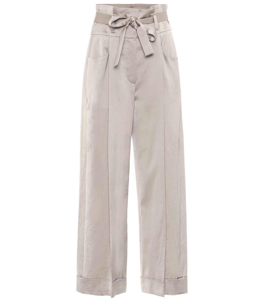 Pantalon paper bag ample en satin de coton mélangé | Brunello Cucinelli