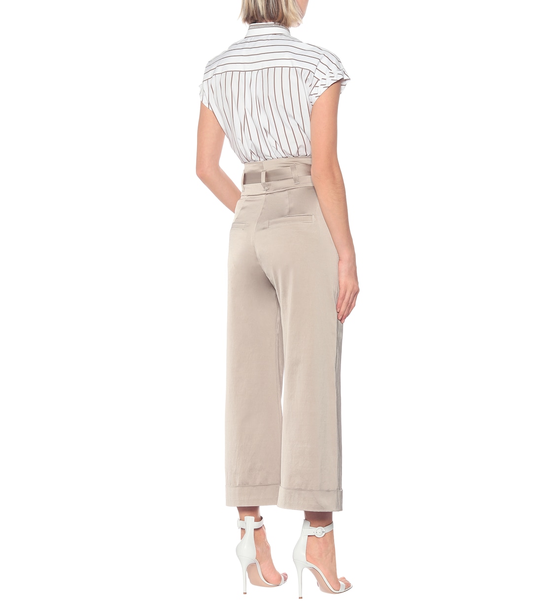 Pantalon paper bag ample en satin de coton mélangé | Brunello Cucinelli