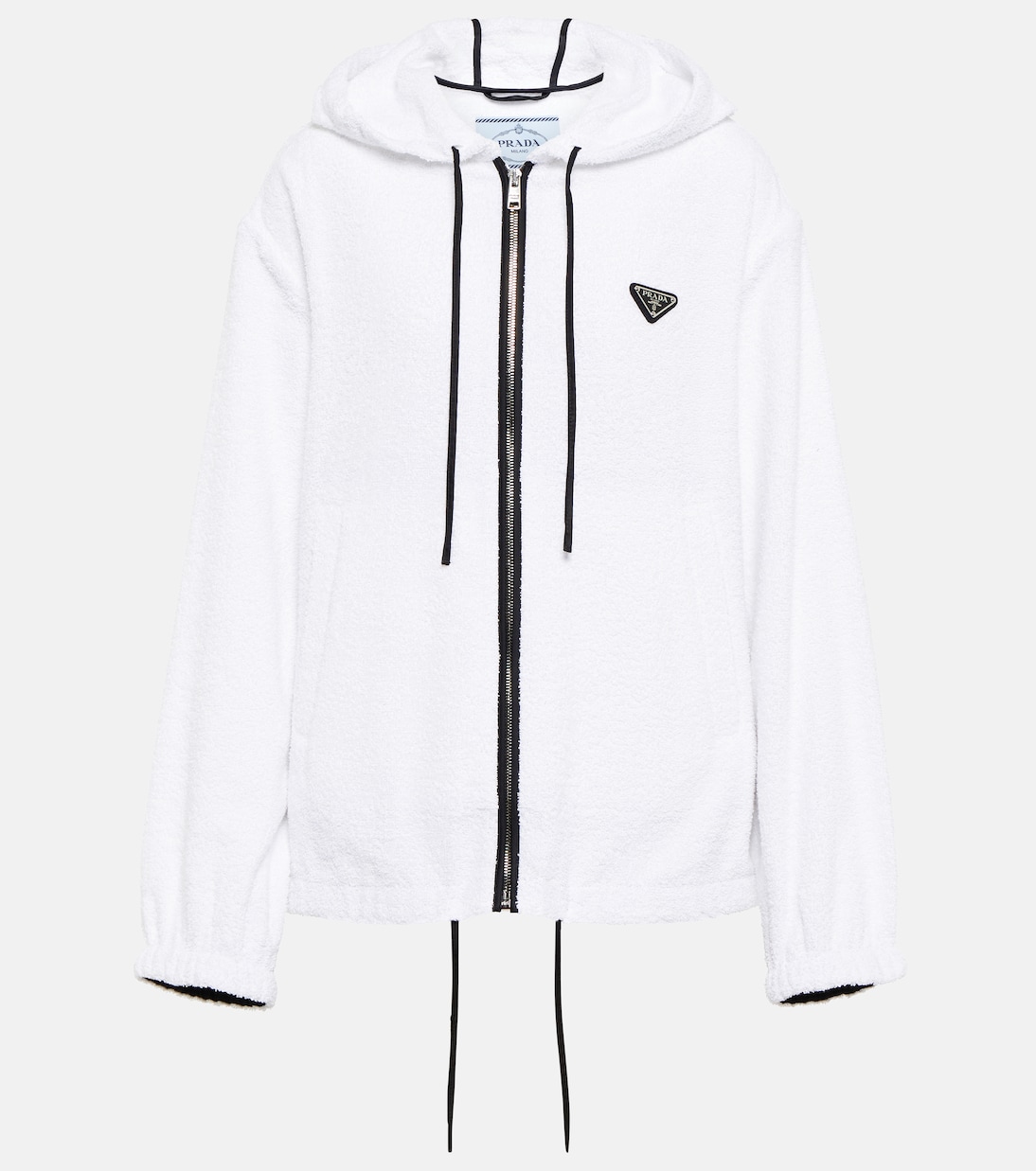 Felpa in cotone con zip e cappuccio | Prada