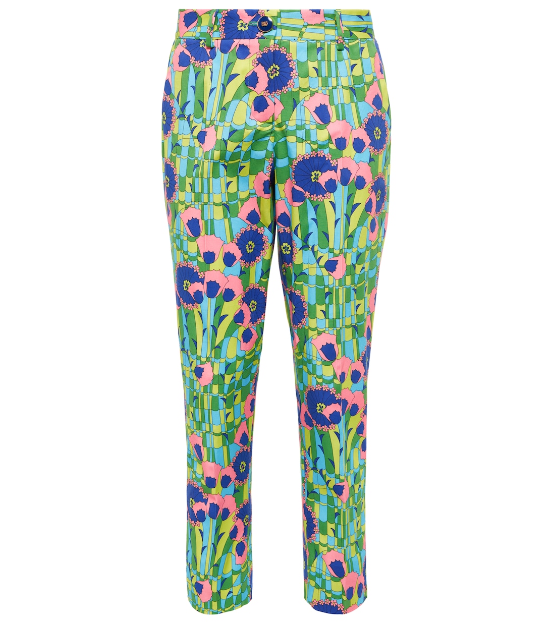 Pantalon droit en coton mélangé à fleurs | Dolce&Gabbana