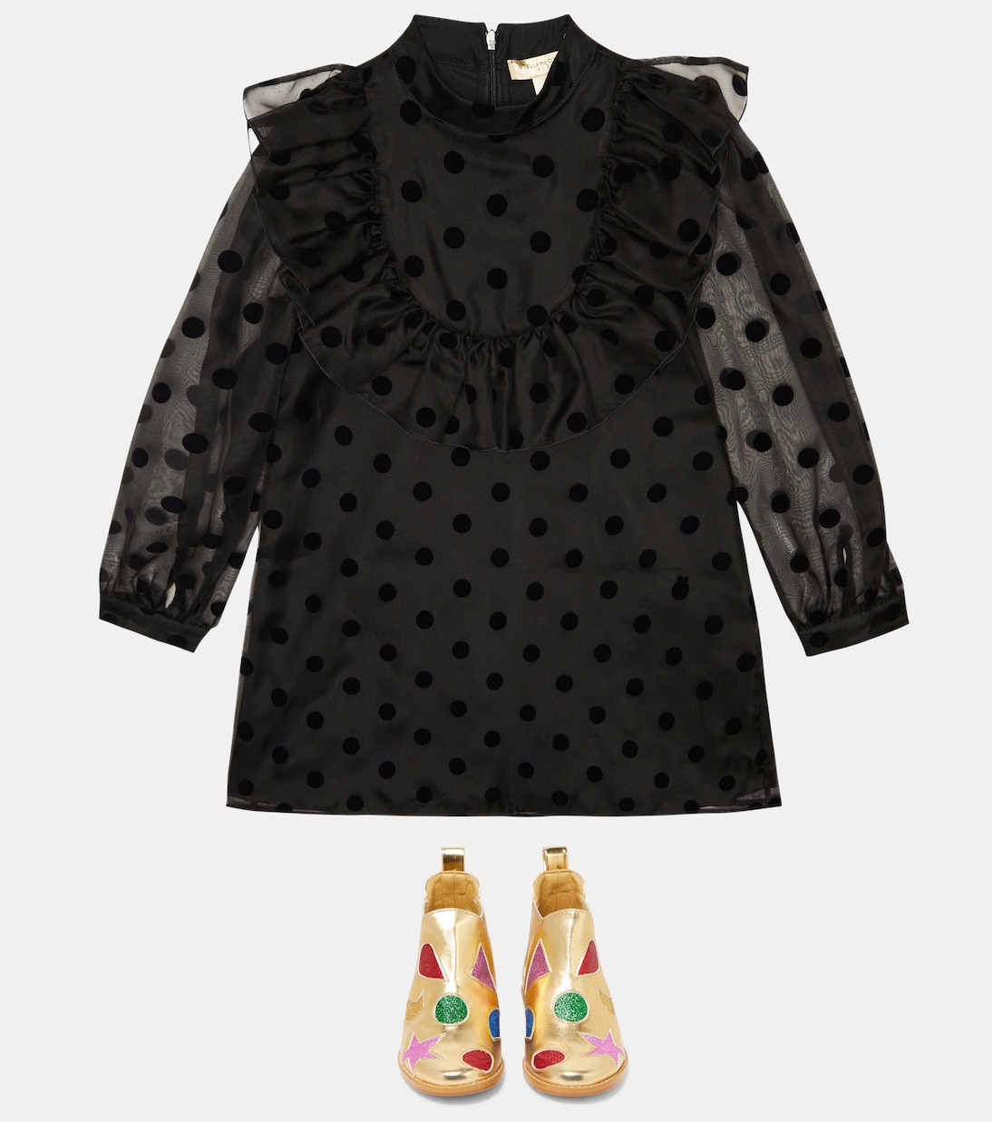 Abito in seta a pois con volant | Stella McCartney Kids