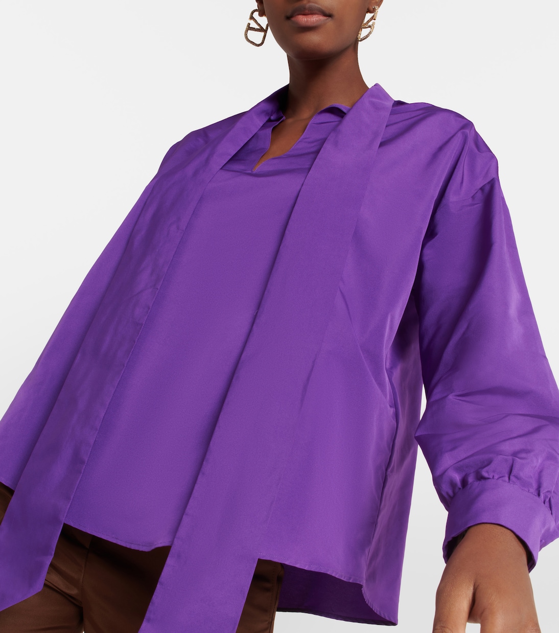 Camicia in misto cotone con lavallière | Valentino