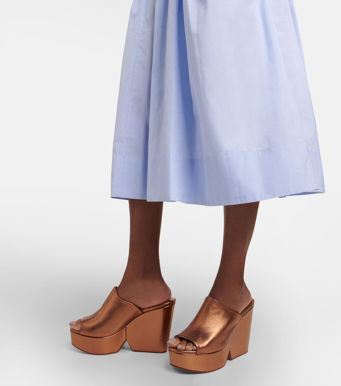Dolcy metallic leather platform mules | Clergerie