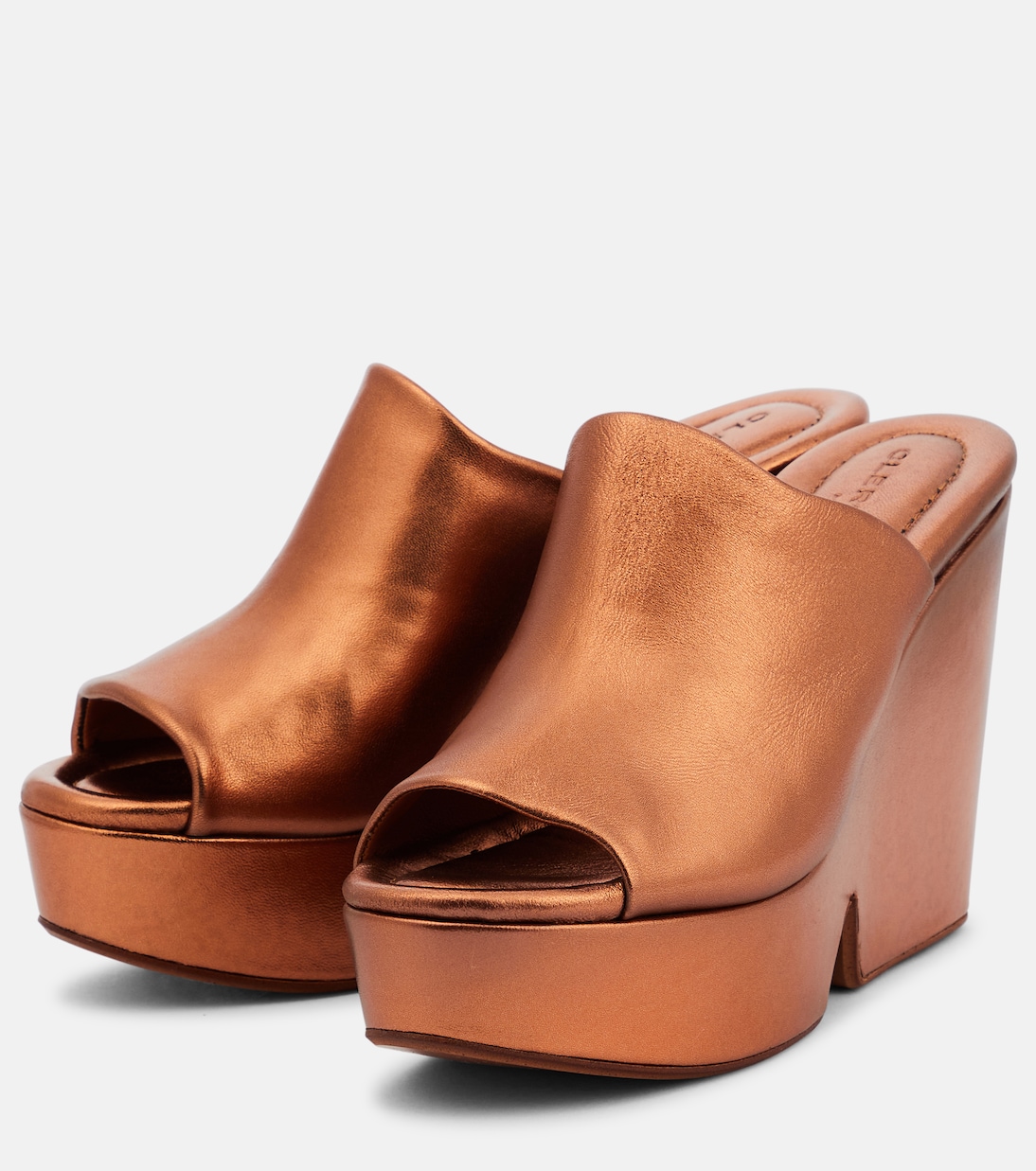 Dolcy metallic leather platform mules | Clergerie