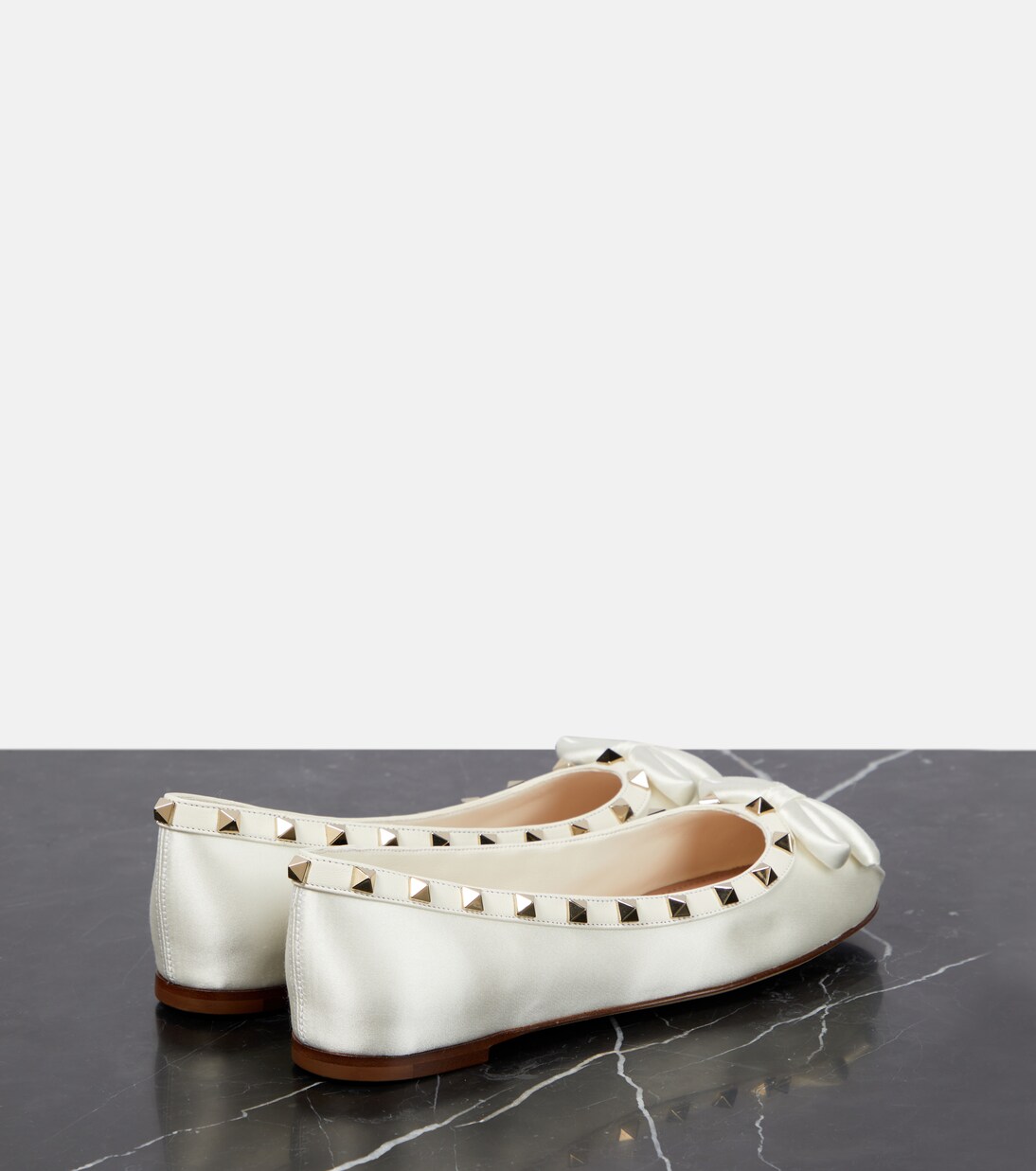 Rockstud satin and leather ballet flats | Valentino Garavani
