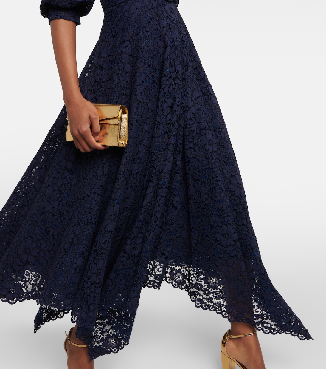 Navy lace midi dresses clearance
