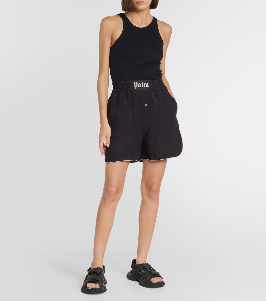 Shorts in lino con logo | Palm Angels