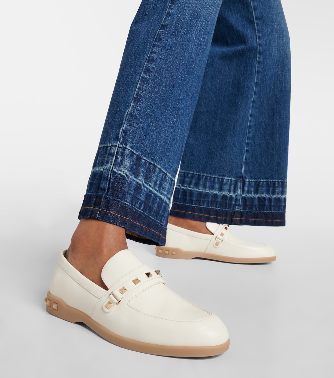 Leisure Flows studded leather loafers in white - Valentino