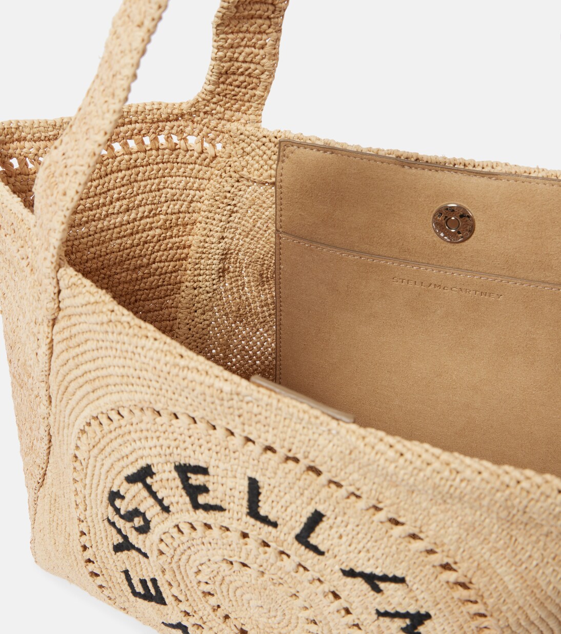 Logo raffia tote bag in neutrals Stella Mc Cartney Mytheresa