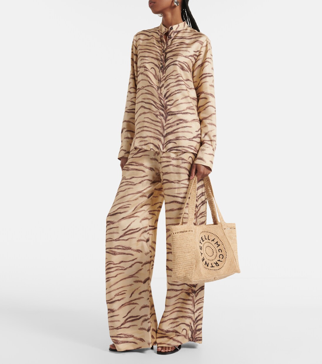 Cabas en raphia à logo | Stella McCartney