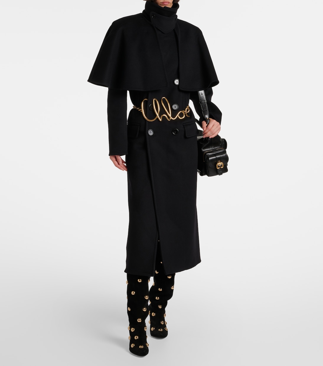 Cappotto doppiopetto in lana con cintura | Chloé