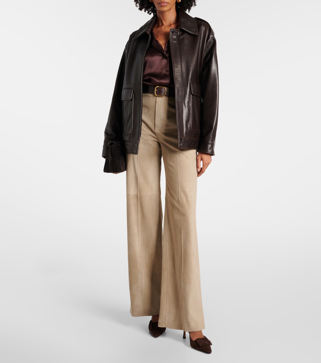 Pantaloni regular Dean in suede a vita alta | Ralph Lauren Collection