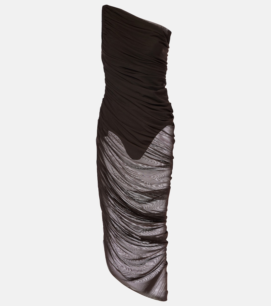 Ruched mesh midi dress | Norma Kamali