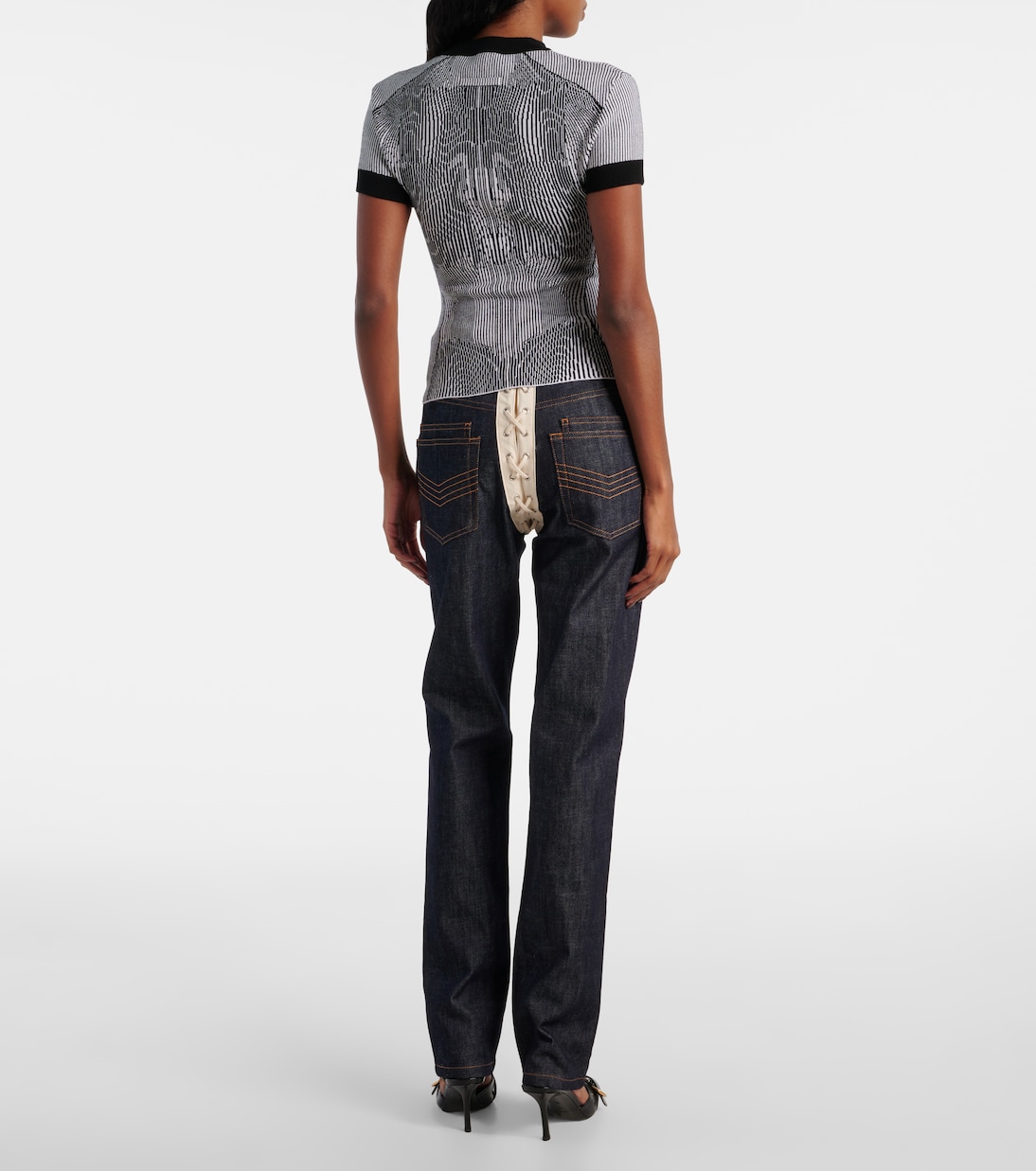 Top Morphing Pinstripe in jacquard di jersey | Jean Paul Gaultier