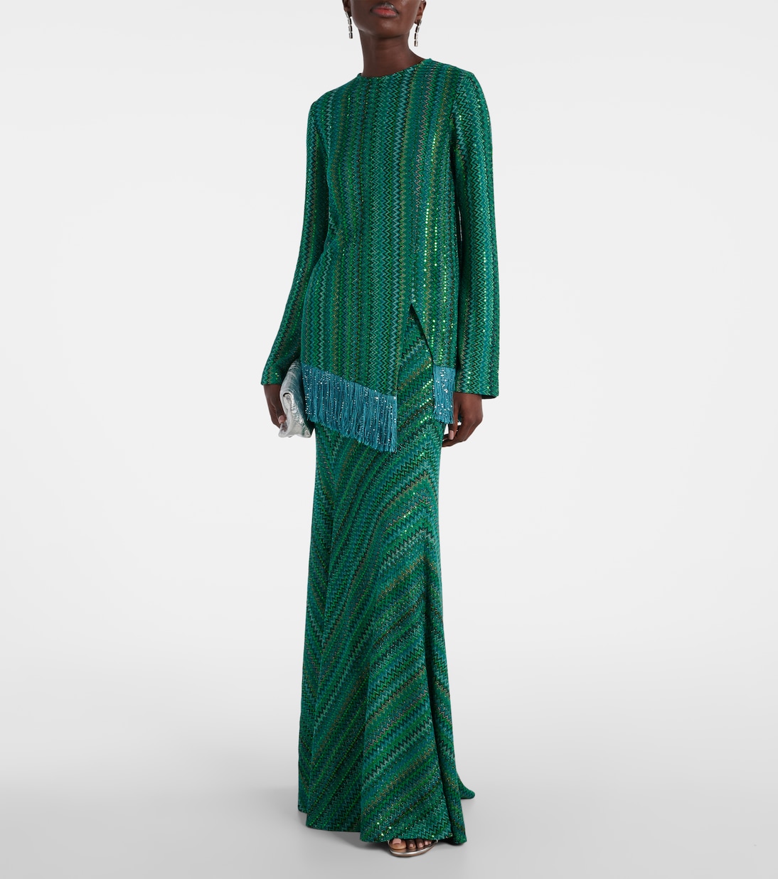 Jupe longue Zigzag en lamé | Missoni