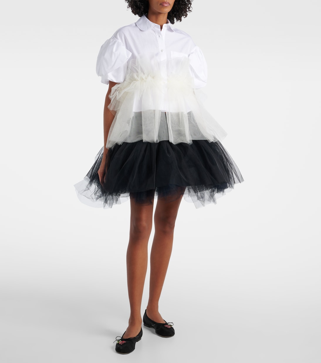 Camisa de algodón con ribete de tul | Simone Rocha