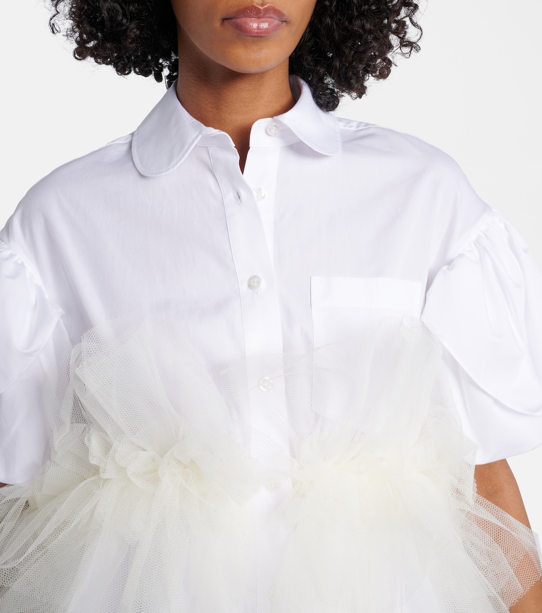 Camisa de algodón con ribete de tul | Simone Rocha
