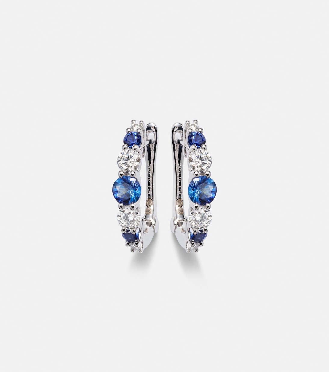 Orecchini cerchio in oro bianco 18kt con zaffiri e diamanti - Gioielli Eleganti per Giovani