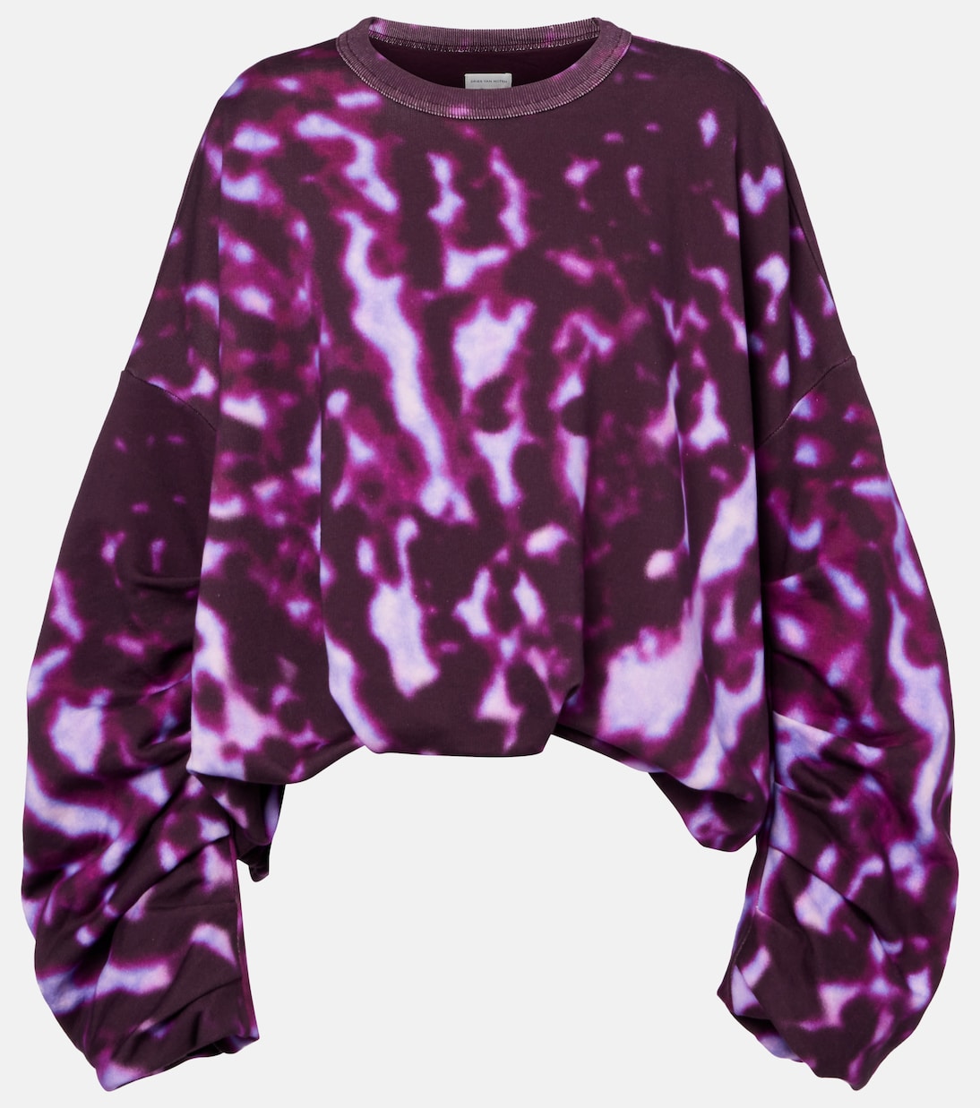Sweat-shirt drapé imprimé en coton | Dries Van Noten