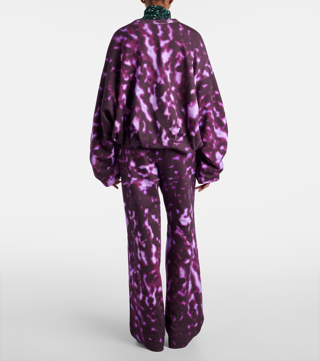 Sweat-shirt drapé imprimé en coton | Dries Van Noten