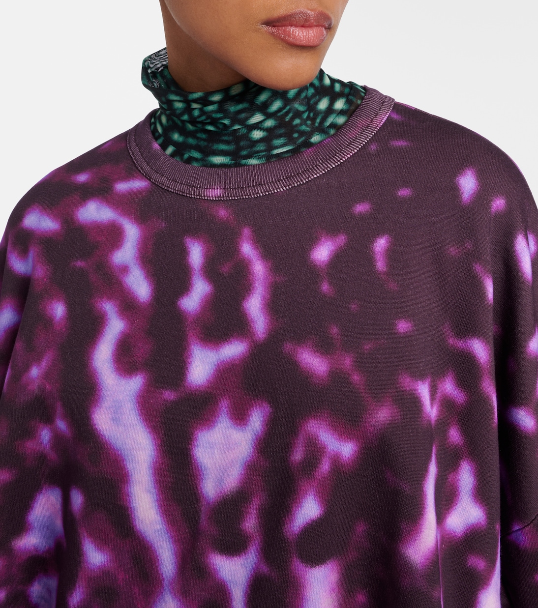 Sweat-shirt drapé imprimé en coton | Dries Van Noten