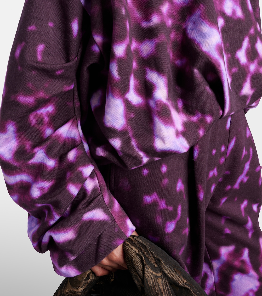 Sweat-shirt drapé imprimé en coton | Dries Van Noten