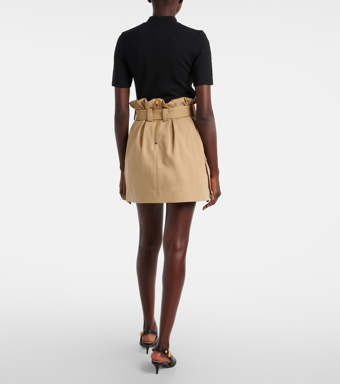 Minigonna in gabardine di cotone con cintura | Balmain