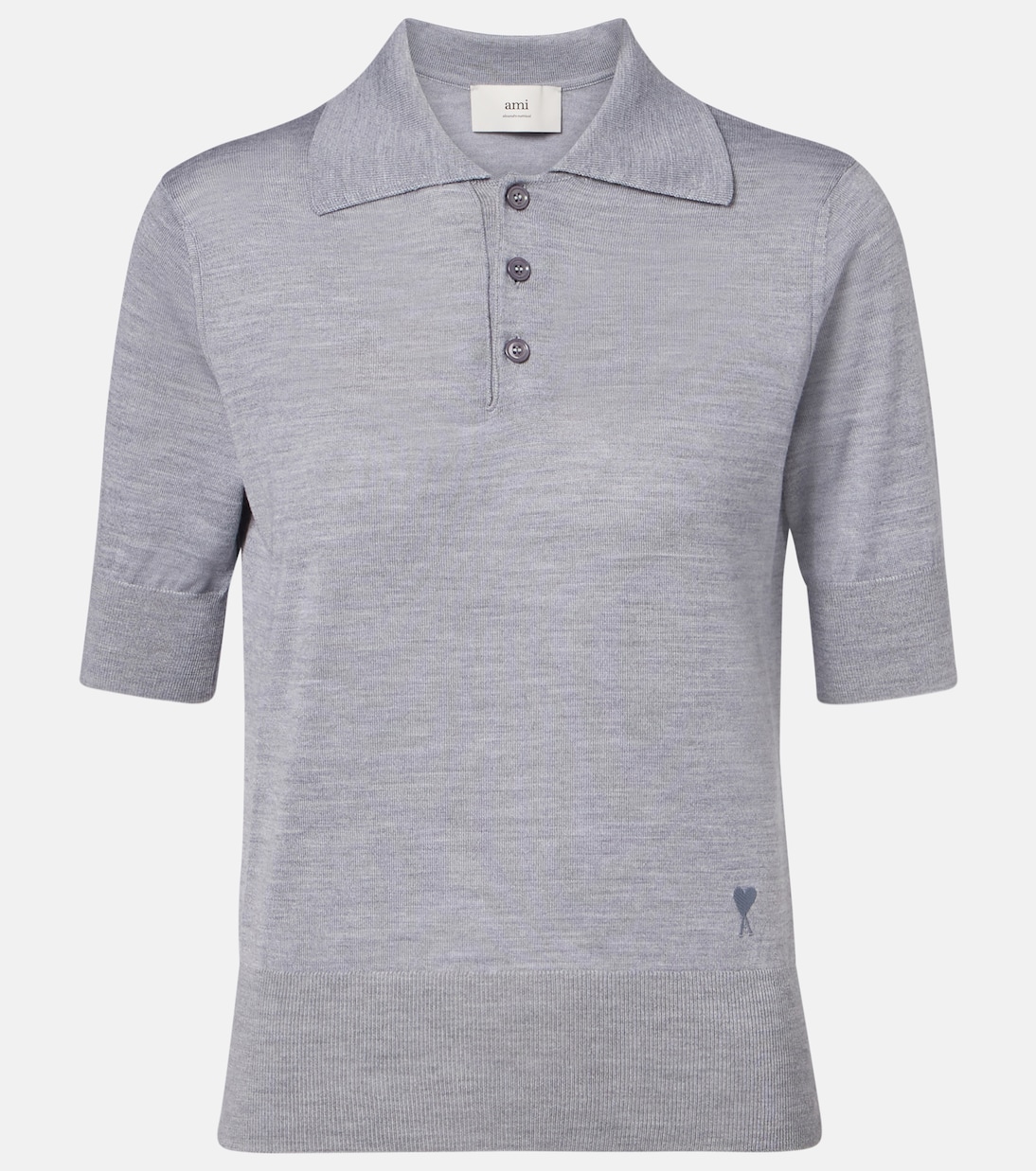 Wool and silk polo shirt | Ami Paris