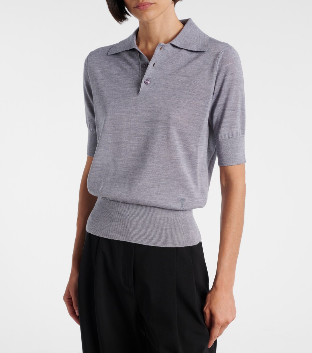 Wool and silk polo shirt | Ami Paris