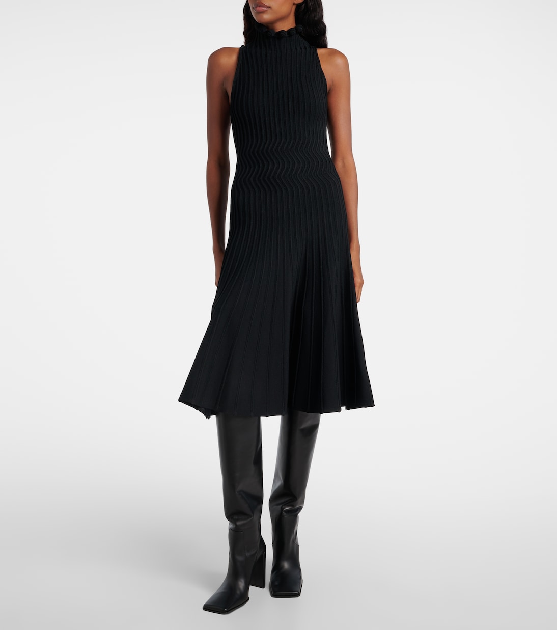Ribbed-knit turtleneck midi dress | Alaïa