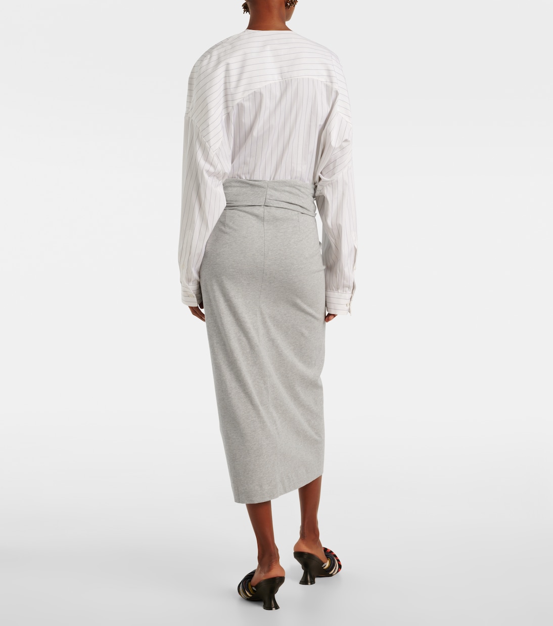 Gathered cotton jersey midi skirt | Dries Van Noten