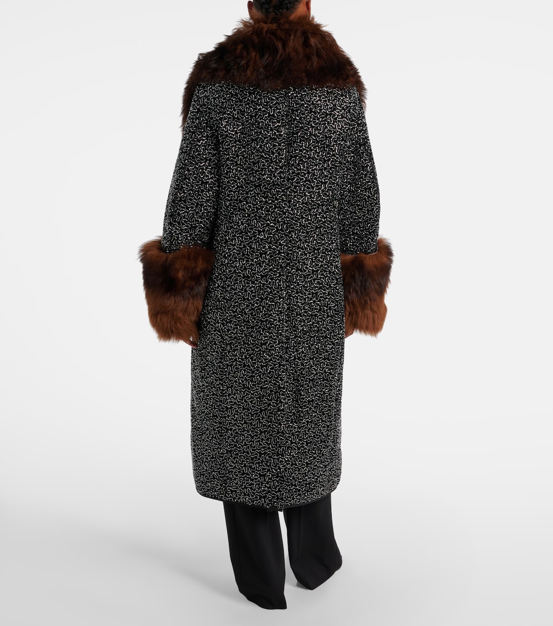 Embellished shearling-trimmed coat | Jacques Wei