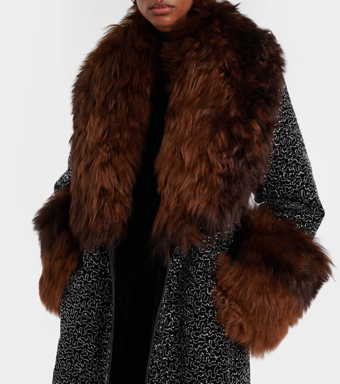 Embellished shearling-trimmed coat | Jacques Wei